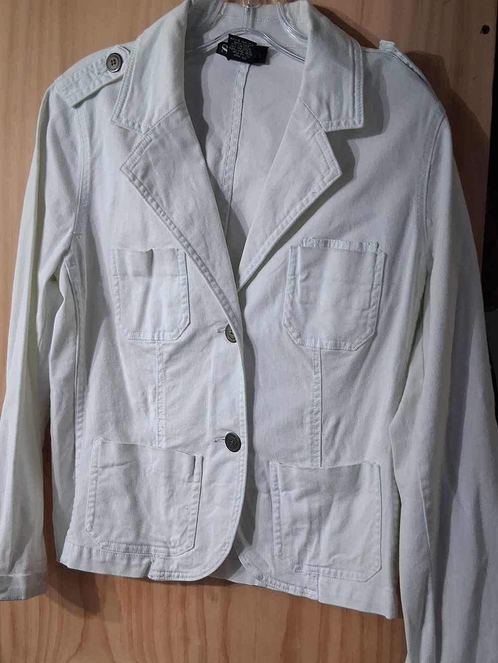 Style & Co. Off-White Cotton Utility Blazer